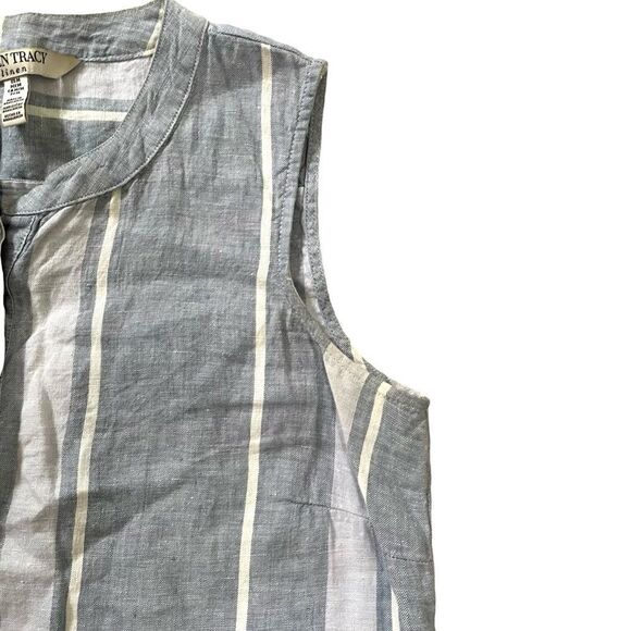 ELLEN TRACY Linen Sleeveless Blouse Striped
Blue White M - Picture 5 of 8